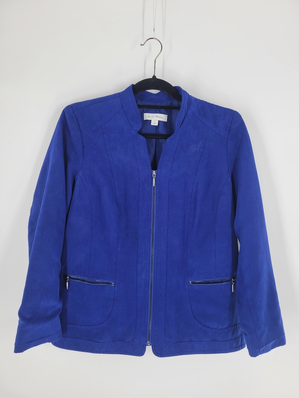 Studio Works Women's Cobalt Blue Zip-Front Jacket Size 8